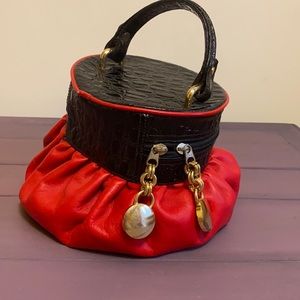 Tote bag 8/9” high and 6” from the top. Its a light weight tote.